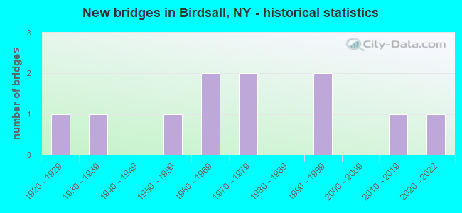 New bridges in Birdsall, NY - historical statistics