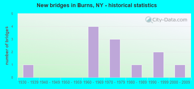 New bridges in Burns, NY - historical statistics