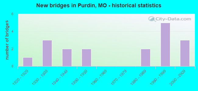 New bridges in Purdin, MO - historical statistics