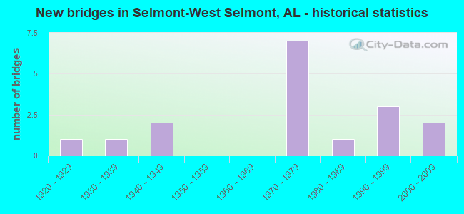 New bridges in Selmont-West Selmont, AL - historical statistics