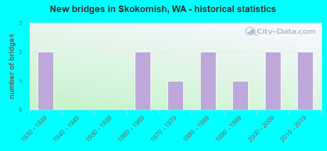 New bridges in Skokomish, WA - historical statistics