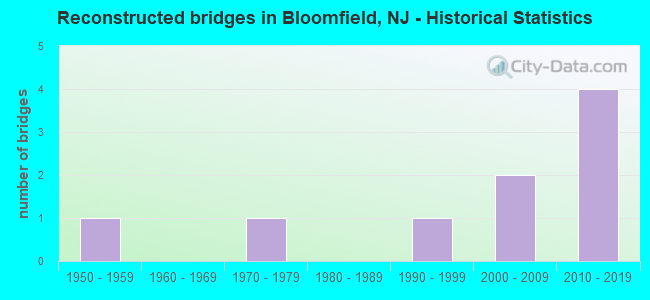 Reconstructed bridges in Bloomfield, NJ - Historical Statistics
