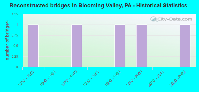 Reconstructed bridges in Blooming Valley, PA - Historical Statistics
