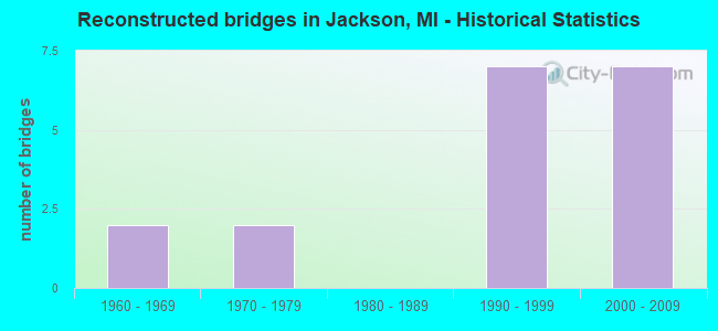 Reconstructed bridges in Jackson, MI - Historical Statistics