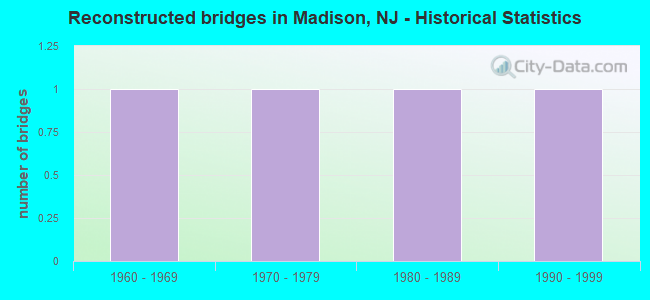 Reconstructed bridges in Madison, NJ - Historical Statistics