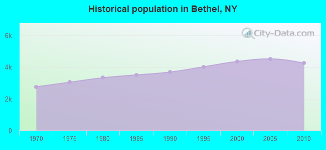 Historical population in Bethel, NY