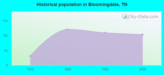 Historical population in Bloomingdale, TN