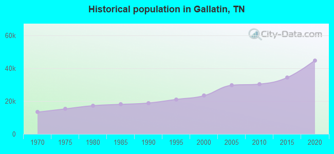 Historical population in Gallatin, TN