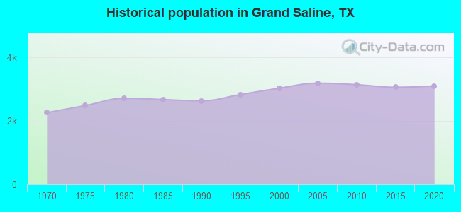 Historical population in Grand Saline, TX