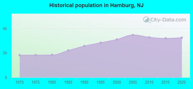 Historical population in Hamburg, NJ