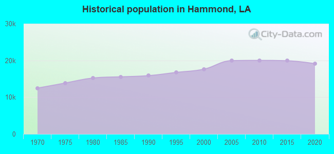 Historical population in Hammond, LA