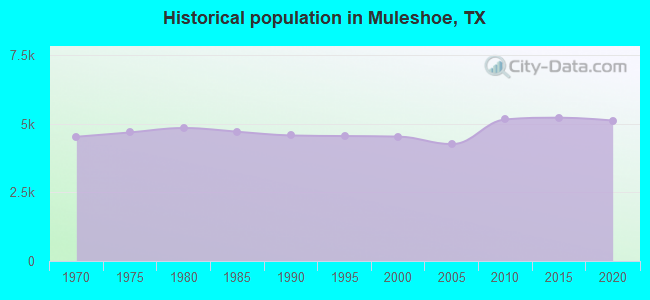 Historical population in Muleshoe, TX