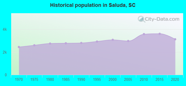 Historical population in Saluda, SC