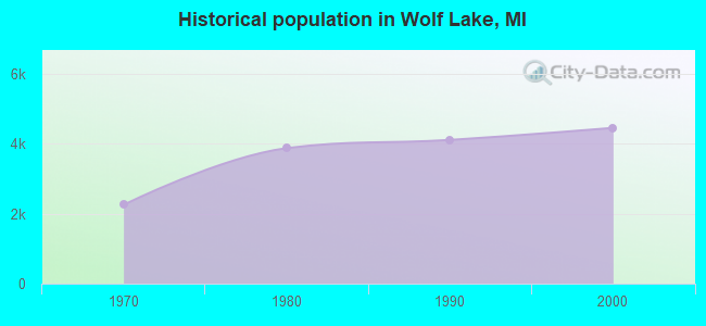 Historical population in Wolf Lake, MI