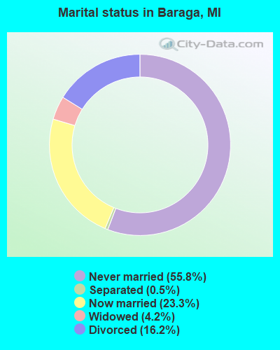 Marital status in Baraga, MI