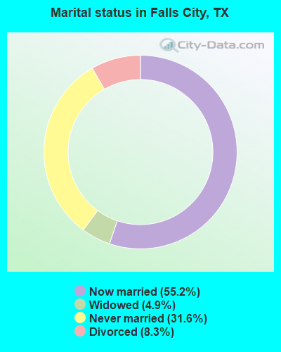 Marital status in Falls City, TX