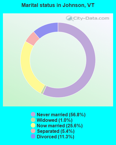 Marital status in Johnson, VT