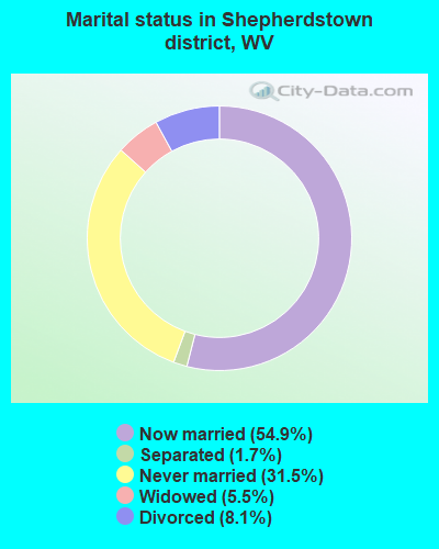 Marital status in Shepherdstown district, WV