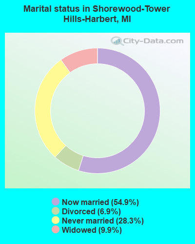 Marital status in Shorewood-Tower Hills-Harbert, MI