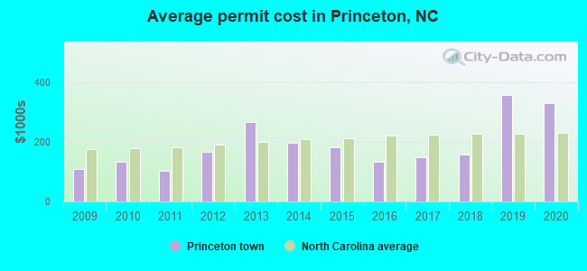 Average permit cost in Princeton, NC