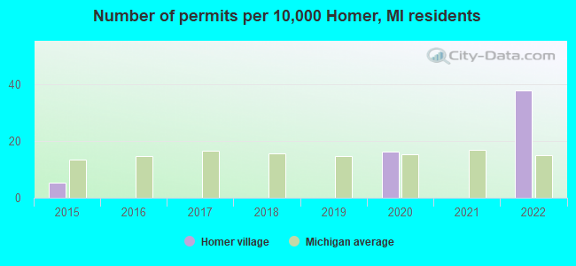 Number of permits per 10,000 Homer, MI residents