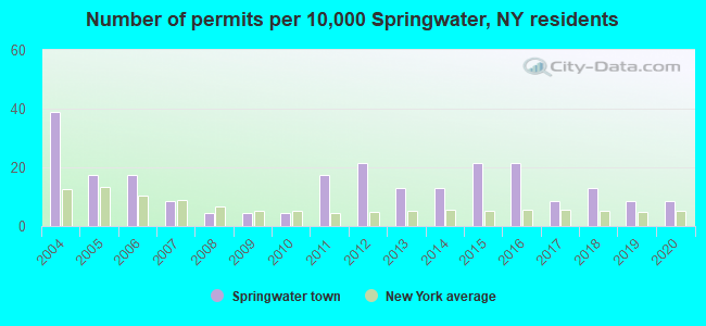Number of permits per 10,000 Springwater, NY residents