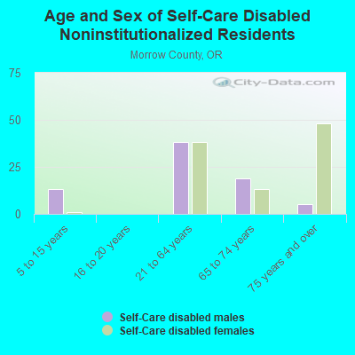 Age and Sex of Self-Care Disabled Noninstitutionalized Residents