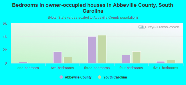 Bedrooms in owner-occupied houses in Abbeville County, South Carolina