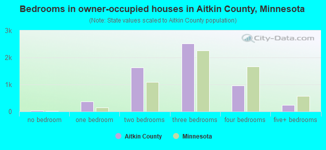 Bedrooms in owner-occupied houses in Aitkin County, Minnesota
