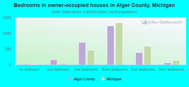 Bedrooms in owner-occupied houses in Alger County, Michigan