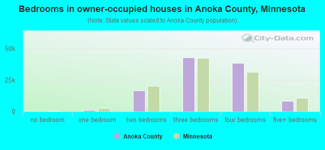 Bedrooms in owner-occupied houses in Anoka County, Minnesota