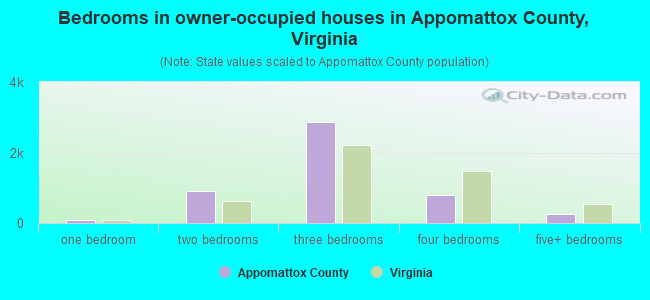Bedrooms in owner-occupied houses in Appomattox County, Virginia