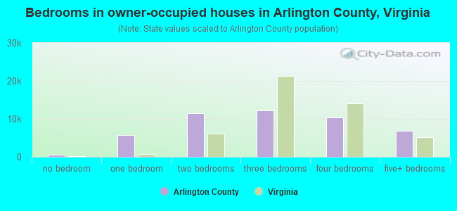 Bedrooms in owner-occupied houses in Arlington County, Virginia