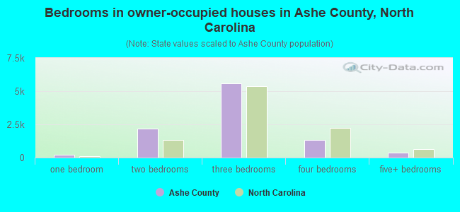 Bedrooms in owner-occupied houses in Ashe County, North Carolina