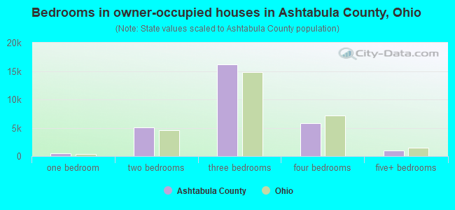 Bedrooms in owner-occupied houses in Ashtabula County, Ohio