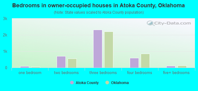 Bedrooms in owner-occupied houses in Atoka County, Oklahoma