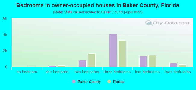 Bedrooms in owner-occupied houses in Baker County, Florida