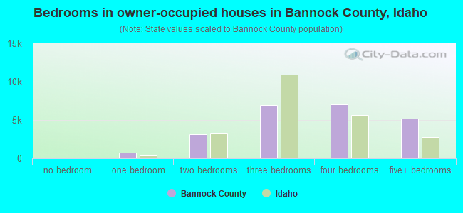 Bedrooms in owner-occupied houses in Bannock County, Idaho