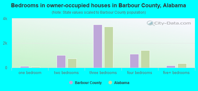 Bedrooms in owner-occupied houses in Barbour County, Alabama