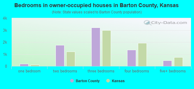 Bedrooms in owner-occupied houses in Barton County, Kansas