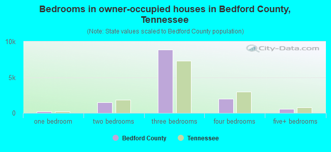 Bedrooms in owner-occupied houses in Bedford County, Tennessee