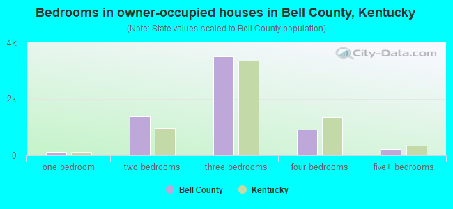 Bedrooms in owner-occupied houses in Bell County, Kentucky