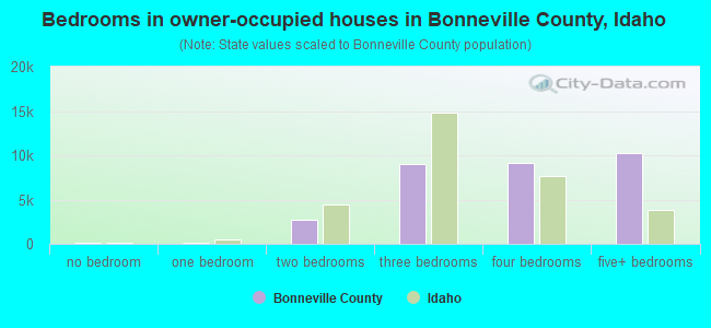 Bedrooms in owner-occupied houses in Bonneville County, Idaho