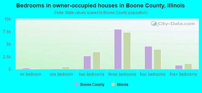 Bedrooms in owner-occupied houses in Boone County, Illinois