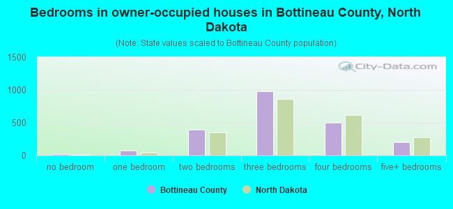Bedrooms in owner-occupied houses in Bottineau County, North Dakota