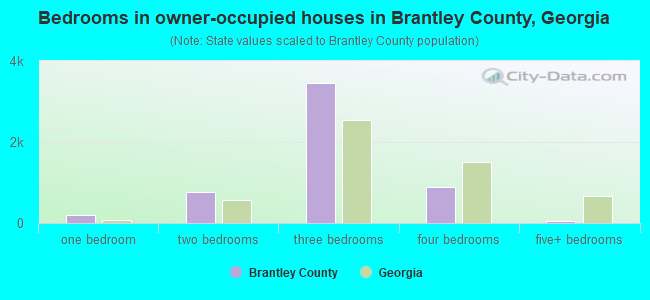Bedrooms in owner-occupied houses in Brantley County, Georgia
