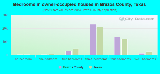 Bedrooms in owner-occupied houses in Brazos County, Texas