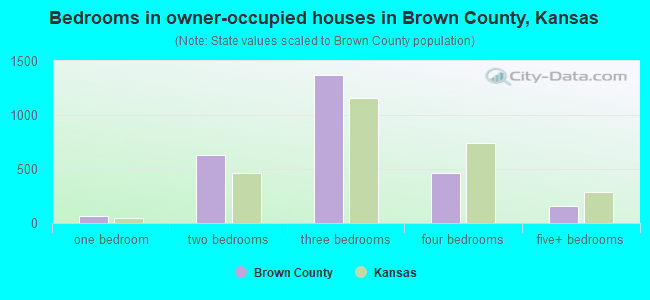 Bedrooms in owner-occupied houses in Brown County, Kansas