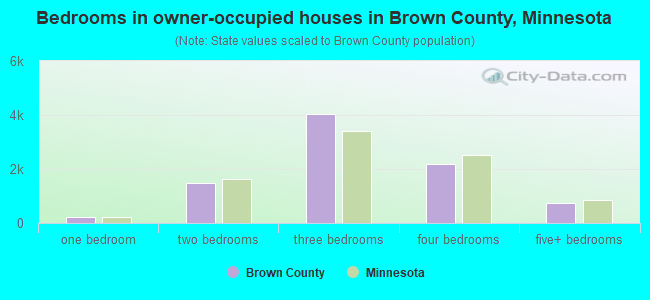 Bedrooms in owner-occupied houses in Brown County, Minnesota