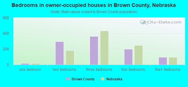 Bedrooms in owner-occupied houses in Brown County, Nebraska